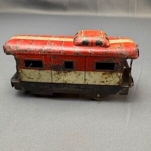 Vintage Marx 20102 Tin Litho Caboose Red NYC Scale MCM Train Car Antique